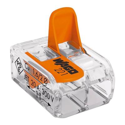 WAGO 221-412-1 221 Verbindingsklem Flexibel: 0.14-4 mm² Massief: 0.2-4 mm² Aantal polen: 2 1 stuk(s) Transparant, Oranje WAGO 221-412-1 221 Verbindingsklem Flexibel: 0.14-4 mm² Massief: 0.2-4 mm² Aantal polen: 2 1 stuk(s) Transparant, Oranje
