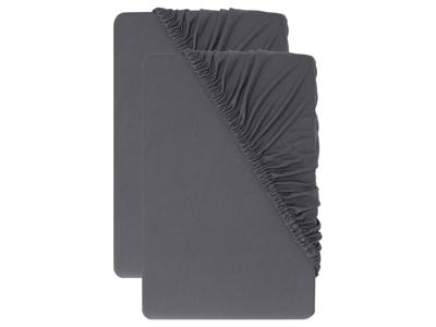 LIVARNO Set van 2 jersey hoeslakens 180-200 x 200 cm (Donkergrijs)