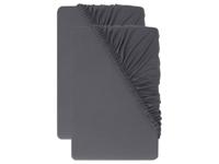 LIVARNO Set van 2 jersey hoeslakens 180-200 x 200 cm (Donkergrijs) - thumbnail