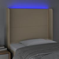 Hoofdbord LED 93x16x118/128 cm stof crèmekleurig - thumbnail