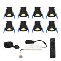 Set van 8 12V 3W - Mini LED Inbouwspot - Zwart - Dimbaar - Verzonken - Verandaverlichting - IP65 voor buiten - 2700K - Warm wit - thumbnail
