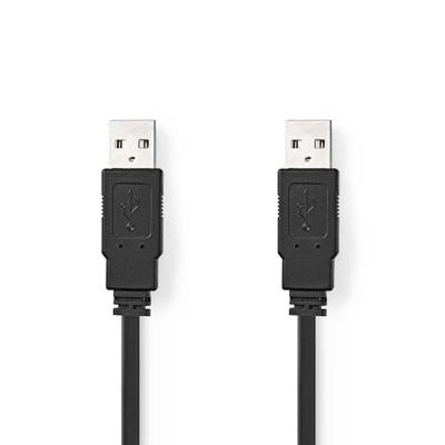 Platte USB 2.0-Kabel | A Male - A Male | 1,0 m | Zwart