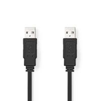 Platte USB 2.0-Kabel | A Male - A Male | 1,0 m | Zwart - thumbnail