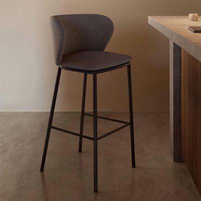 Kave Home Barkruk 'Ciselia' Chenille, kleur Donkergrijs (zithoogte 75cm)