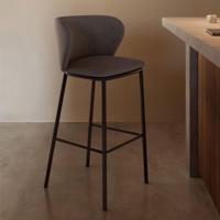 Kave Home Barkruk 'Ciselia' Chenille, kleur Donkergrijs (zithoogte 75cm) - thumbnail