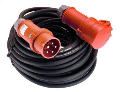 AS Schwabe 61038 Stroom Verlengkabel 32 A Zwart 10.00 m H07RN-F 5G 6 mm² Met fasewisselaar