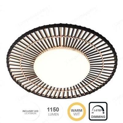 Steinhauer PlafondlampAura zwart met bamboe - 3866ZW