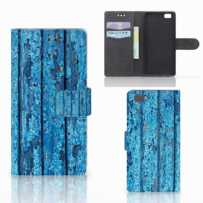 Huawei Ascend P8 Lite | Book Style Case | Wood Blue