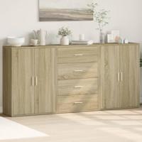 Dressoirs 3 st 60x31x84 cm bewerkt hout sonoma eikenkleurig - thumbnail