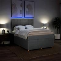 Boxspring met matras stof lichtgrijs 140x190 cm - thumbnail