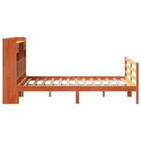 Bed met boekenkast zonder matras grenenhout wasbruin 135x190 cm - thumbnail
