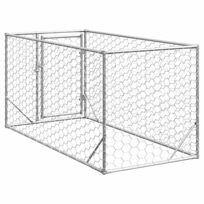 Hondenkennel voor buiten met deur 2x1x1 m gegalvaniseerd staal - thumbnail