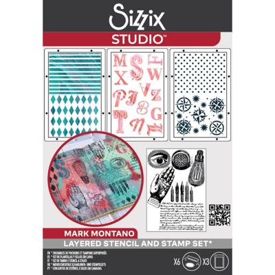 Sizzix • studio: a5 clear stamps & 3pcs a5 stencils my favorite things by mark montano