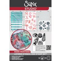 Sizzix • studio: a5 clear stamps & 3pcs a5 stencils my favorite things by mark montano - thumbnail
