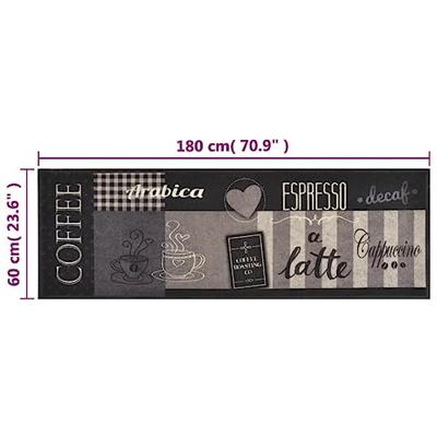 VidaXL Keukenmat wasbaar koffieprint 60x180 cm fluweel zwart VidaXL Keukenmat wasbaar koffieprint 60x180 cm fluweel zwart