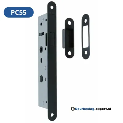 Mauer | Magneet | Smaldeurslot| Cilinder PC55 Dag en Nachtslot | 4445 | Met Zwarte Voorplaat