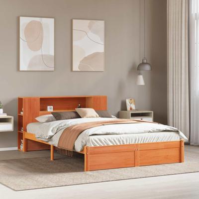 Bedframe met opberghoofdeksel 2 pcs Wasbruin Massief Vurenhout