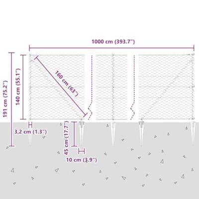 VidaXL Afrasteringspaal groen 10 x 1,4 m (50 mm gaas) staal en pvc