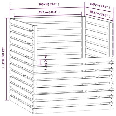 Compostbak 100x100x102 cm massief grenenhout wit - thumbnail