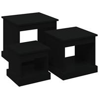 3-delige Salontafelset bewerkt hout zwart - thumbnail