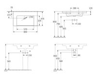 Wastafel Villeroy & Boch Subway Met CeramicPlus Geen Kraangaten Geen Overloop 3.0 80x47x16.5 cm Wit Alpin - thumbnail