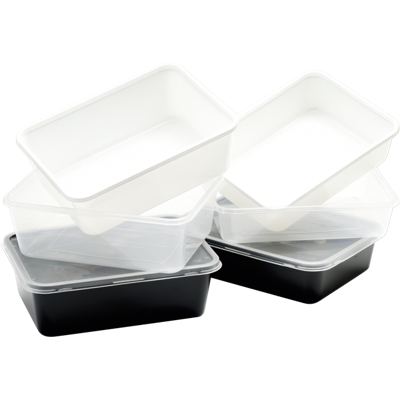 PP spuitgiet bak 182x135x63mm 750cc zwart 500 stuks