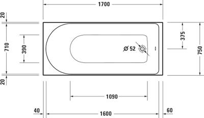 Ligbad Duravit D-Neo Inbouw 170x75x48.5 cm Wit Duravit Ligbad Duravit D-Neo Inbouw 170x75x48.5 cm Wit Duravit