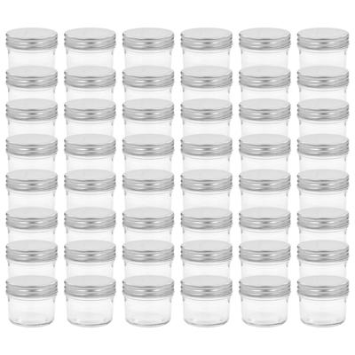 VidaXL Jampotten met zilverkleurige deksels 48 st 110 ml glas