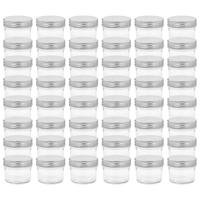 VidaXL Jampotten met zilverkleurige deksels 48 st 110 ml glas - thumbnail