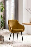 Artistiq Eetkamerstoel 'Juna' Velvet, kleur Geel - thumbnail