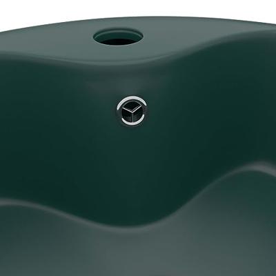 VidaXL Wastafel met overloop 36x13 cm keramiek mat donkergroen