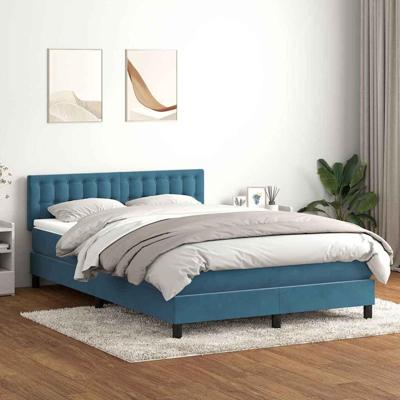 Boxspring met matras fluweel donkerblauw 160x210 cm