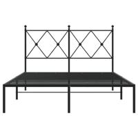 Bedframe met hoofdbord metaal zwart 120x190 cm - thumbnail
