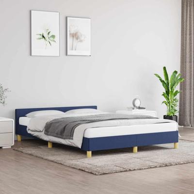 Bedframe met hoofdeinde stof blauw 140x190 cm Bedframe met hoofdeinde stof blauw 140x190 cm