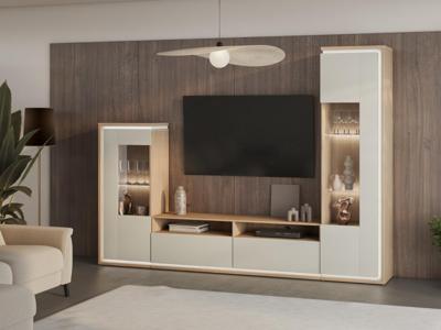 Tv-meubel set DOLCE 2 deuren 2 lades kasjmier/eik met led