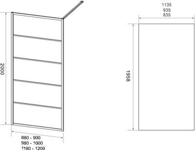 Saqu Miralo industriële inloopdouche incl. antikalk 100x200cm mat zwart