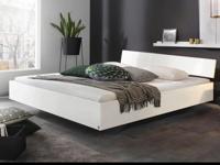Bed IXANA 180x200 hoogglans wit met hoofdeinde - thumbnail
