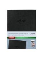 Sigel SM203 Menumap DIN A5 1 stuk(s) Incl. 2 dubbele transparante hoezen voor 8 paginas, Rubberen binding Zwart - thumbnail