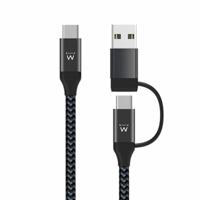 USB-oplaadkabel Ewent EW9918 Zwart 1 m (1 Stuks) - thumbnail