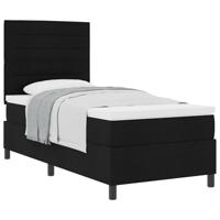 Boxspringbed met matras met hoofdeinde Zwart 100 x 200 cm Stof - thumbnail