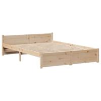 Bedframe met hoofdbord massief grenenhout 135x190 cm - thumbnail