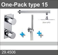 Thermostatische Inbouw Regendouche Set Wiesbaden Type 15 Wandarm Ufo 20 cm Rond - thumbnail