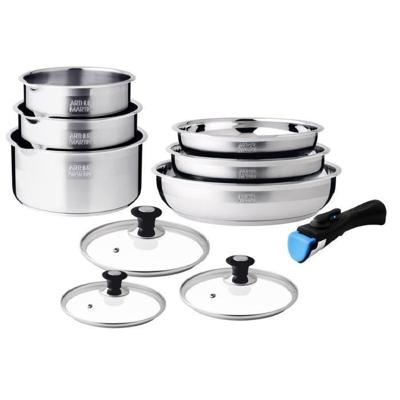 Kookgereiset - inductie - ARTHUR MARTIN - AM0006 - roestvrij staal 18/10 - 10-delig - afneembare handgreep