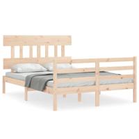 Bedframe met hoofdbord massief hout 140x200 cm - thumbnail