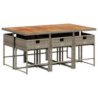 7-delige Tuinset met kussens poly rattan grijs - thumbnail