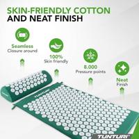 Tunturi Acupressuur Mat met kussen | Spijkermat | Meditatie Mat | Acupunctuur Set | 83 x 42 cm | Groen - thumbnail