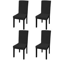 VidaXL Stoelhoezen 4 st stretch recht zwart - thumbnail