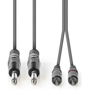 Stereo audiokabel | 2x 6,35 mm male - 2x RCA male | 3,0 m | Grijs Stereo audiokabel | 2x 6,35 mm male - 2x RCA male | 3,0 m | Grijs