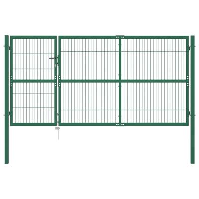 Poort met palen 350x140 cm staal groen
