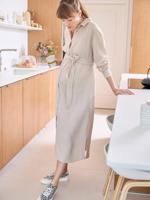 Lange hemdjurk in katoengaas voor zwangerschap en borstvoeding beige - thumbnail